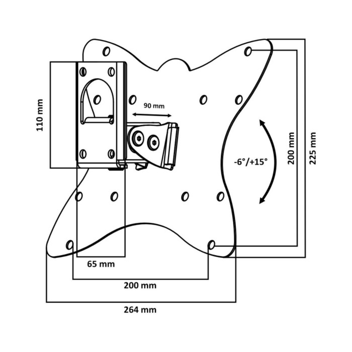 Кронштейн LE'STER LST-201.03, для ТВ, наклонно-поворотный, 10-55 Кронштейн LE'STER LST-201.03, для ТВ, наклонно-поворотный, 10-55",50-90 мм от стены,черный