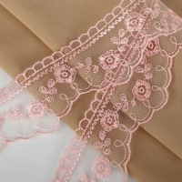 Кружево на сетке, 40 мм &times; 11 &plusmn; 1 м, цвет нежно-розовый