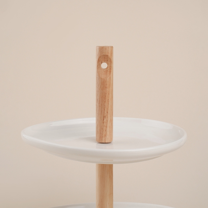 Этажерка - фруктовница круглая SL Home &laquo;Тренто&raquo;, 2 яруса, фарфор, цвет белый