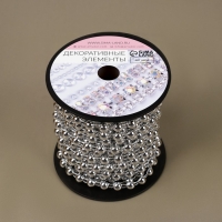 Бусы на нитях, плоские, 6 мм, 9 &plusmn; 1 м, цвет серебряный