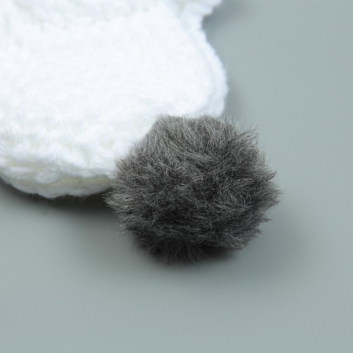 Шапка вязаная для собак, с помпоном, XS-S (объем головы 22 см, высота 7,5 см), микс