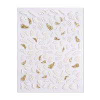 Наклейки для ногтей &laquo;Папоротник&raquo;, цвет белый/золотистый