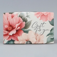 Коробка для капкейков, кондитерская упаковка двухсторонняя, 4 ячейки &laquo;Пионы&raquo; 16 х 16 х 10 см