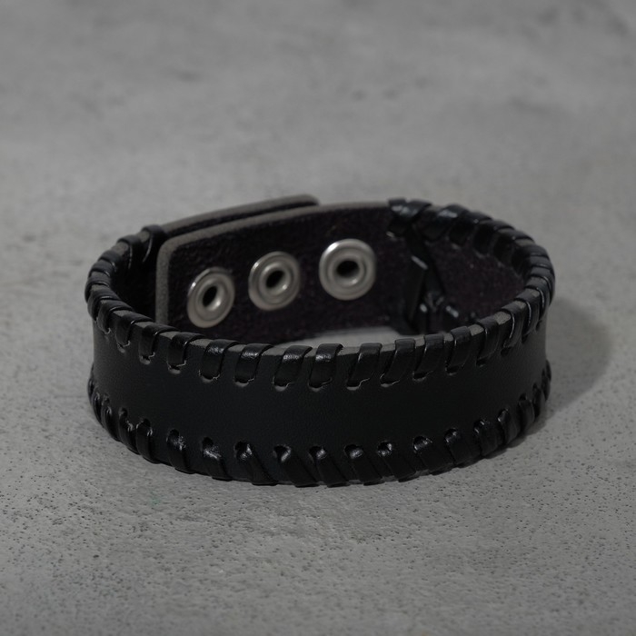 Браслет кожа &laquo;Минимал&raquo; контур, цвет чёрный, 23 см