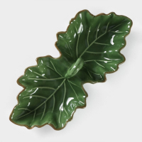 Менажница 2 ячейки Доляна &laquo;Лист&raquo;, 21,8&times;6,9 см, цвет зелёный