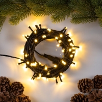 Гирлянда «Нить» 10 м, IP44, УМС, тёмная нить, 100 LED, свечение тёплое белое, мерцание всех светодиодов, 24 В Гирлянда «Нить» 10 м, IP44, УМС, тёмная нить, 100 LED, свечение тёплое белое, мерцание всех светодиодов, 24 В