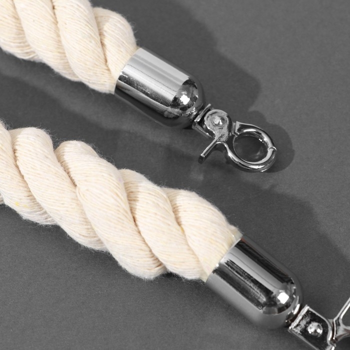 Ручка для сумки, канат, 60 × 1,5 см, с карабинами, цвет кремовый/серебряный Ручка для сумки, канат, 60 × 1,5 см, с карабинами, цвет кремовый/серебряный