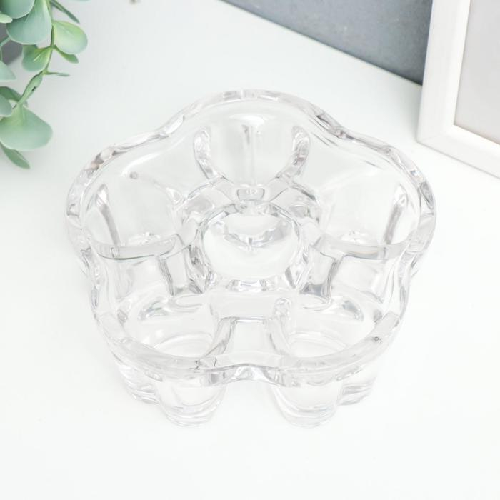 Подсвечник стекло на 1 свечу "Пять сердец" прозрачный 5х14х14 см