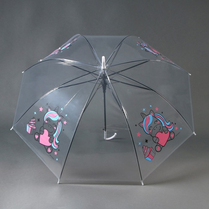 Зонт детский &laquo;Единорожка&raquo;&lrm; полуавтомат прозрачный, d=90см