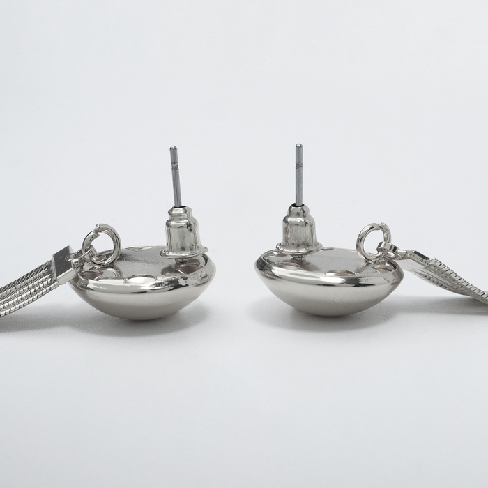 Серьги висячие &laquo;Водопад&raquo; 4 нити мини, цвет серебро