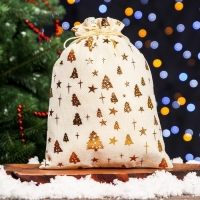 Новый год. Мешочек подарочный из холщи &ldquo;Елочки", 20 х 28 см