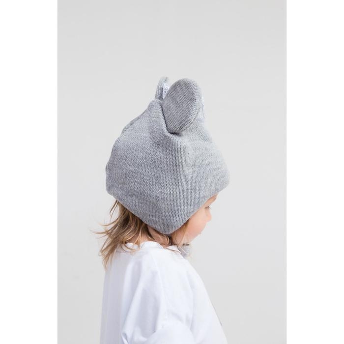 Шапка для девочки, цвет серый меланж, размер 46-50 Шапка для девочки, цвет серый меланж, размер 46-50