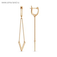 Серьги висячие &laquo;Виктори&raquo;, розовое золочение