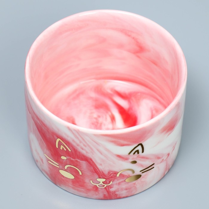 Горшок для цветов керамический с тиснением, кашпо &laquo;Мордочка&raquo;, 8 х 5,5 см