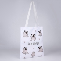 Сумка шопер &laquo;Мопс&raquo; 35х0.5х40 см, отд без молнии, без подклада, белый