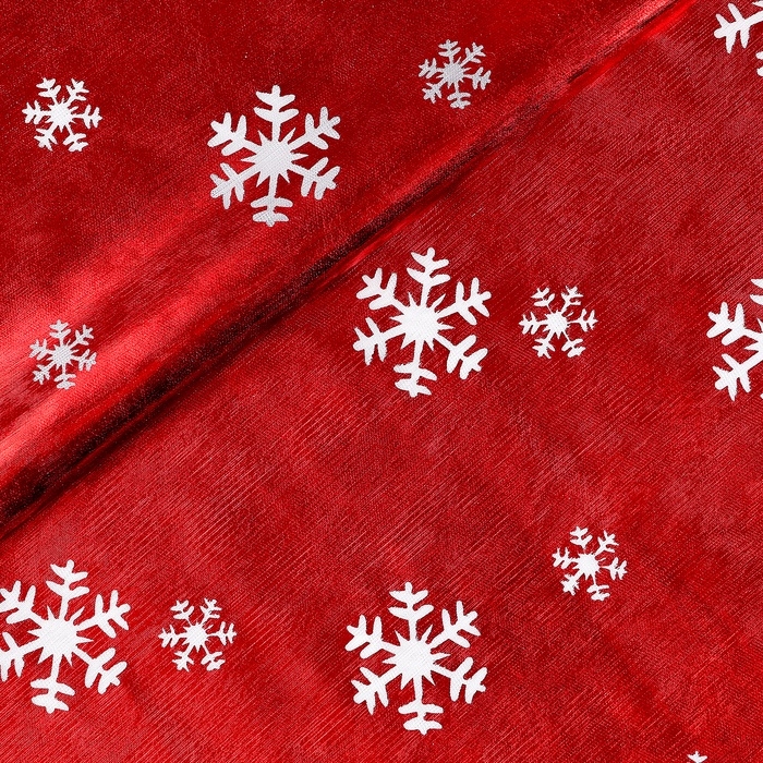 Лоскут для рукоделия &laquo;Белые снежинки&raquo;, красный, 100 &times; 150 см