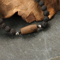 Браслет из лавы с бусиной Дзи &laquo;Чакра&raquo; №1