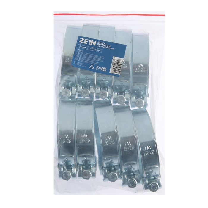 Хомут силовой ZEIN engr, диаметр 92-97 мм, ширина 24 мм, оцинкованный Хомут силовой ZEIN engr, диаметр 92-97 мм, ширина 24 мм, оцинкованный