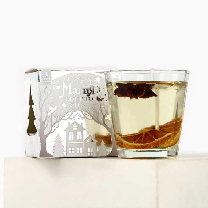 Новогодняя свеча гелевая в стакане с декором внутри &laquo;Новый год: Глинтвейн&raquo; 5 х 5 х 6 см