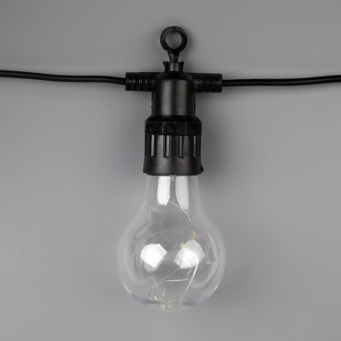 Гирлянда &laquo;Белт-лайт&raquo; 5 м с насадками &laquo;Роса&raquo;, IP44, УМС, тёмная нить, 50 LED, свечение тёплое белое, 3 В