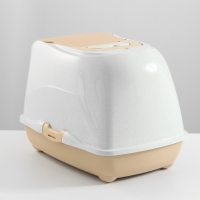Туалет-домик для кошек закрытый с дверцей 50*38*37 см, бежево-белый Туалет-домик для кошек закрытый с дверцей 50*38*37 см, бежево-белый