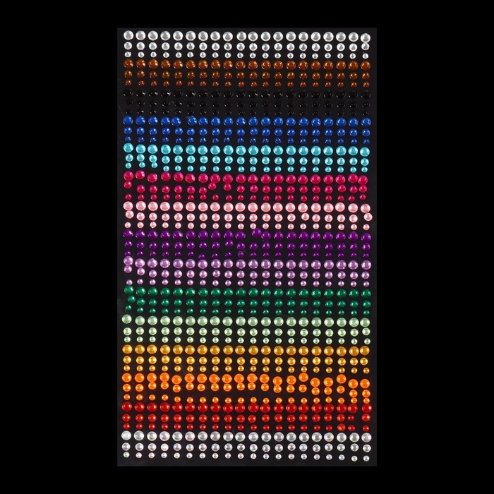 Стразы для декора ногтей, на клеевой основе, 24&times;13.5 см, d=3/4/5 мм, разноцветные