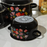 Набор эмалированных кастрюль &laquo;Букет тюльпанов&raquo;, 3 предмета: 2 л, 4 л, 5,5 л, индукция