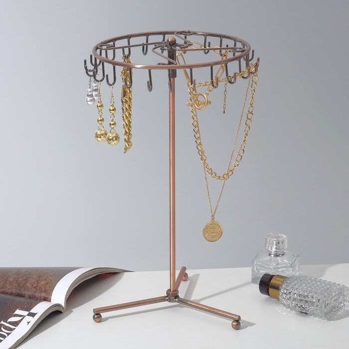 Подставка для украшений &laquo;Вешалка&raquo;, 23 крючка, 31&times;33 см, цвет медный