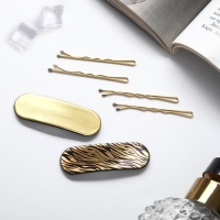 Невидимка для волос "Герти" (набор 10 шт) тигровый, 5 см, золото Невидимка для волос "Герти" (набор 10 шт) тигровый, 5 см, золото