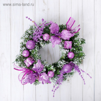 Венок новогодний d-24 см "Шарики и цветы" сиреневый Венок новогодний d-24 см "Шарики и цветы" сиреневый