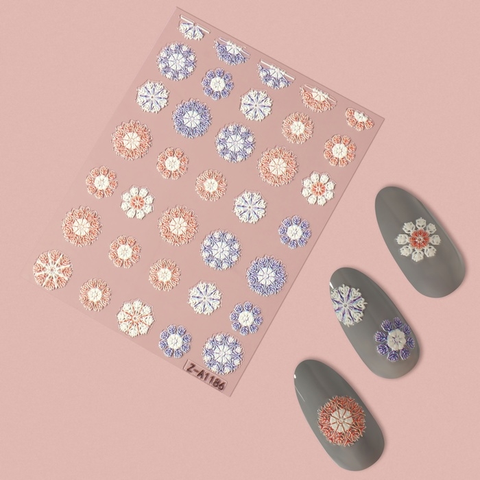 Новый год! Наклейки для ногтей &laquo;Снежинки&raquo;, объёмные, цвет красный/синий/белый