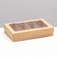 Коробка для макарун, с ложементом, крафт 26,5 х 16,5 х 5,5 см