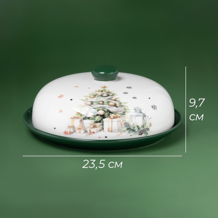Блинница новогодняя Доляна &laquo;Приближение чуда&raquo;, d=23 см, керамика, цвет белый