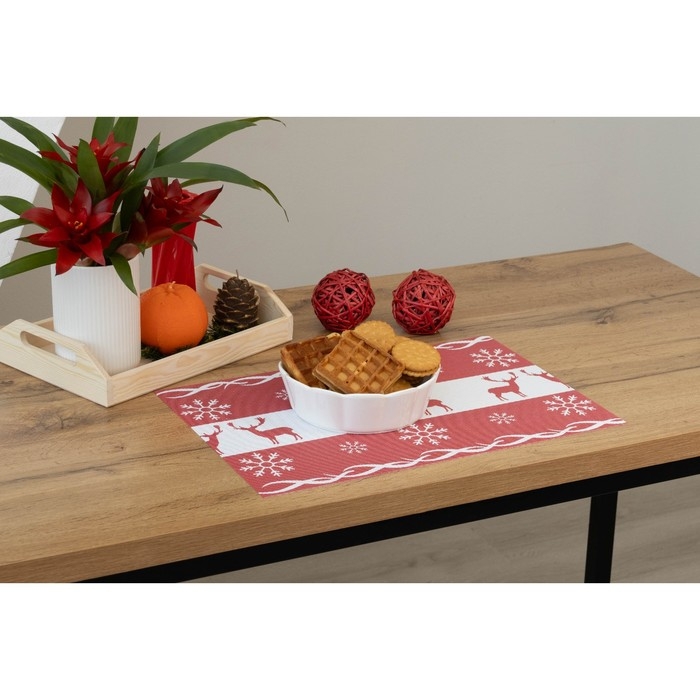 Салфетки новогодние на стол Доляна &laquo;Новый Год&raquo;, 4 шт, сервировочная, 45&times;30 см, цвет красный