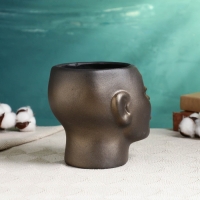 Фигурное кашпо "Голова девушки" черно-золотое, 16х14х16см Фигурное кашпо "Голова девушки" черно-золотое, 16х14х16см