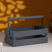 Кашпо деревянное 24.5&times;13.5&times;9 см "Двушка Лайт", двухреечное, серый Дарим Красиво