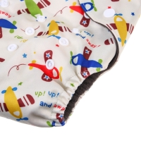 Многоразовый подгузник «Самолеты», 3-15 кг, угольно-бамбуковая ткань, разноцветный, Крошка Я Многоразовый подгузник «Самолеты», 3-15 кг, угольно-бамбуковая ткань, разноцветный, Крошка Я