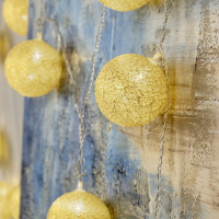 Гирлянда «Нить» 5 м с насадками «Клубки золотистые», IP20, прозрачная нить, 20 LED, свечение тёплое белое, 220 В Гирлянда «Нить» 5 м с насадками «Клубки золотистые», IP20, прозрачная нить, 20 LED, свечение тёплое белое, 220 В