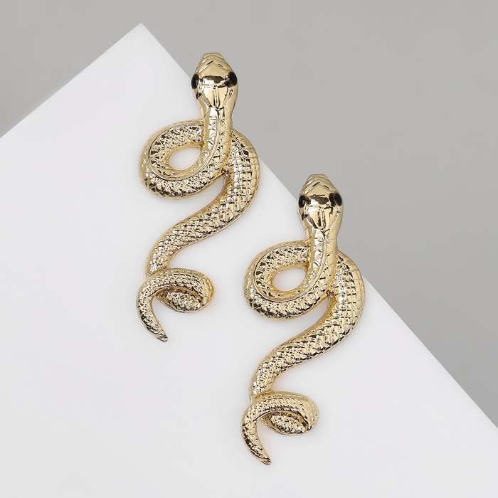 Новый год! Символ года 2025! Серьги металл &laquo;Змея&raquo; пламенное желание, цвет золото