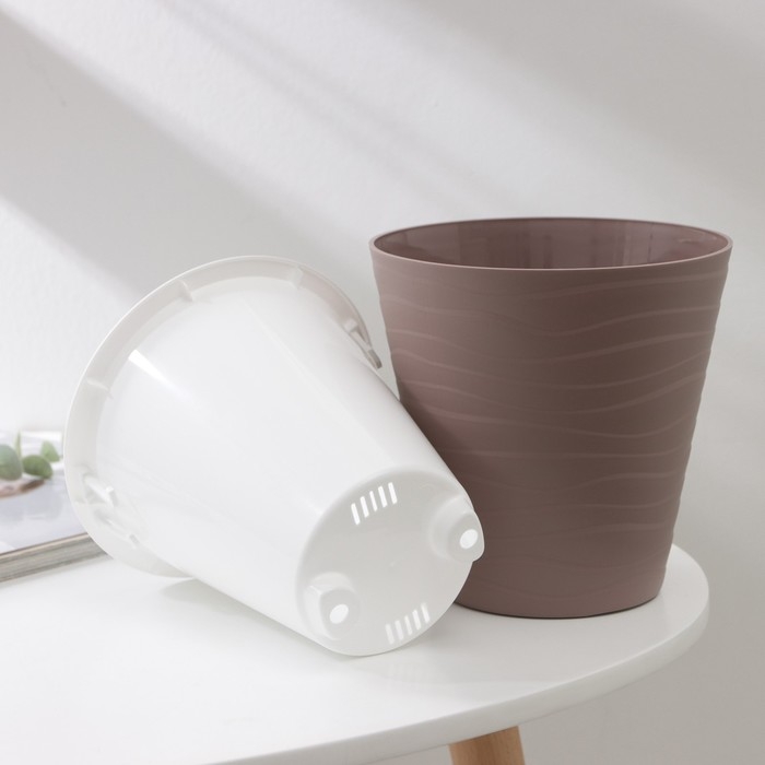 Кашпо для цветов со вставкой &laquo;Валенсия&raquo;, 2 л, цвет мокко