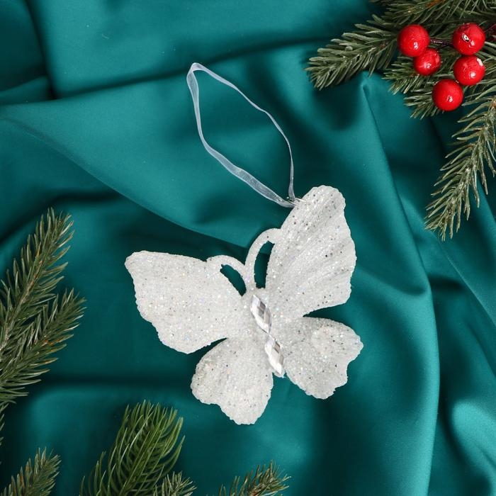 Украшение ёлочное "Морозная бабочка" 10,5х10 см, белый