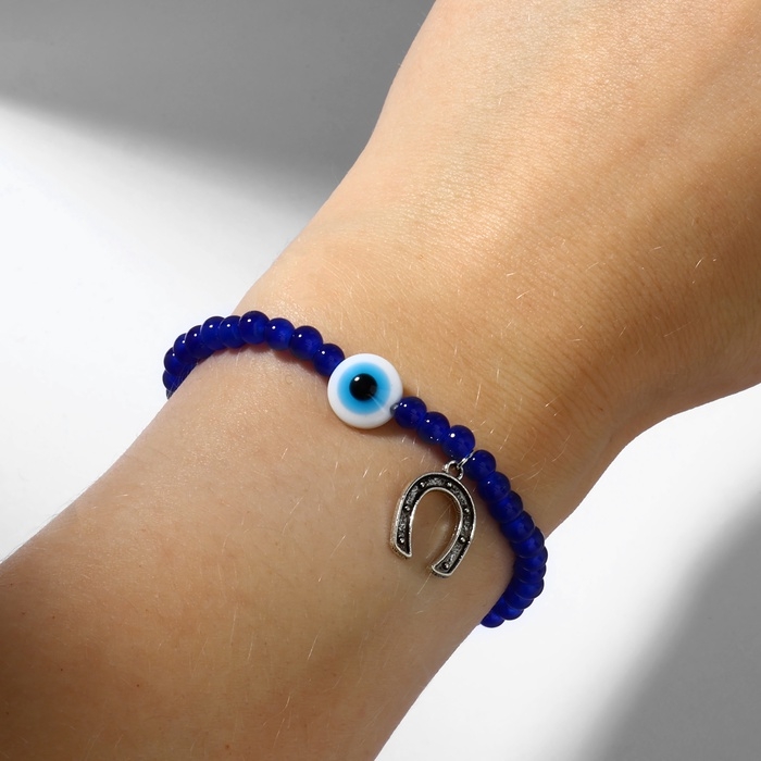 Браслет-оберег «Глазик» подкова, цвет синий в серебре, 6 см Браслет-оберег «Глазик» подкова, цвет синий в серебре, 6 см