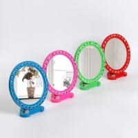 Зеркало настольное - подвесное &laquo;Круг&raquo;, с рамкой под фотографию, d зеркальной поверхности 12 см, фасовка 10 шт, цвет МИКС