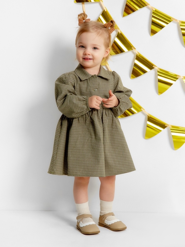 Платье Крошка Я Платье Крошка Я "Клетка", рост 86-92, зеленый