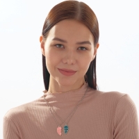 Кулоны &laquo;Неразлучники&raquo; пара сердец, цвет розово-голубой в серебре, 45 см