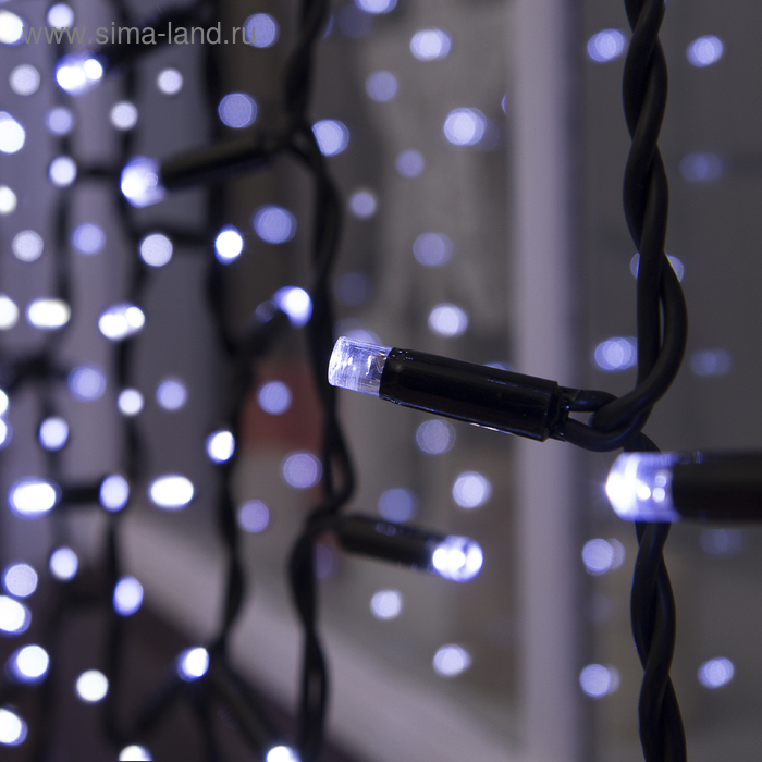 Гирлянда &laquo;Занавес&raquo; 2 х 6 м , IP65, УМС, тёмная каучуковая нить, 1440 LED, свечение белое, 220 В