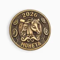 Монета новогодняя сувенирная &laquo;Богатства&raquo; акварель, латунь, диам 2.5см