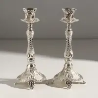 Подсвечник металл на 1 свечу 2,5 см "Деметра" набор 2 шт 9х9х23,5 см