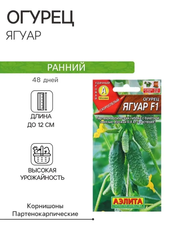 Семена Огурец Ягуар F1   Парт Ц/П 10шт