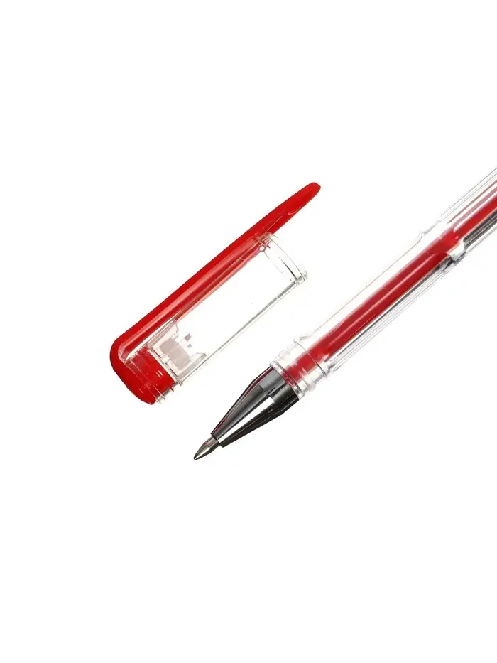 Ручка гелевая, 0.5 мм, красный, прозрачный корпус
